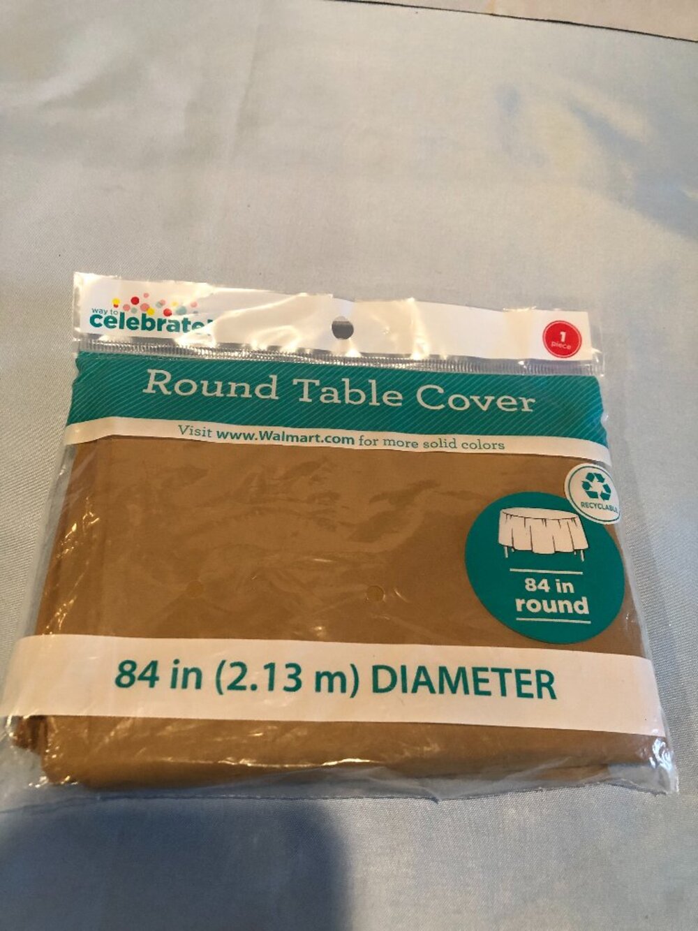 Way to Celebrate 84" Round Table Cover GOLD #F54